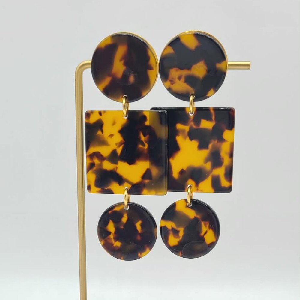 J Crew Geometric Tortoise Statement Earrings - image 1